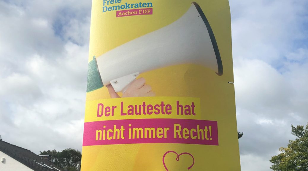 Plakat der FDP in Aachen 2020. Foto: BM