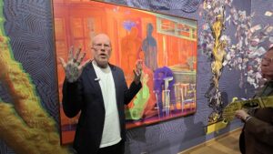 Tim Berresheim schafft Projekte mit jugnen Menschen mit analoger und digitaler Kunst. So entstehen völlig neue Kunst-Erlebnisse. Hier ein Bild aus einer Ausstellung, die er über Monate im Aachener Suermondt-Ludwig-Museum hatte. Foto: Bernd Mathieu